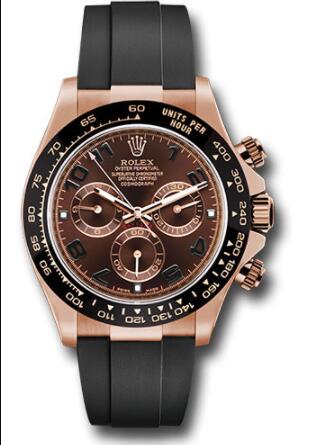 Replica Rolex Everose Gold Cosmograph Daytona 40 Watch 116515LN Chocolate Arabic Dial Black Oysterflex Strap